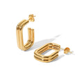 Skai Jewels [color] Monaco square hoop earrings with geometric layered design.