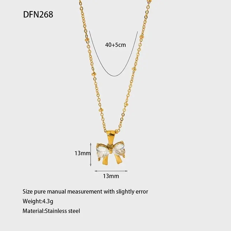 Crystal Bow Pendant Necklace